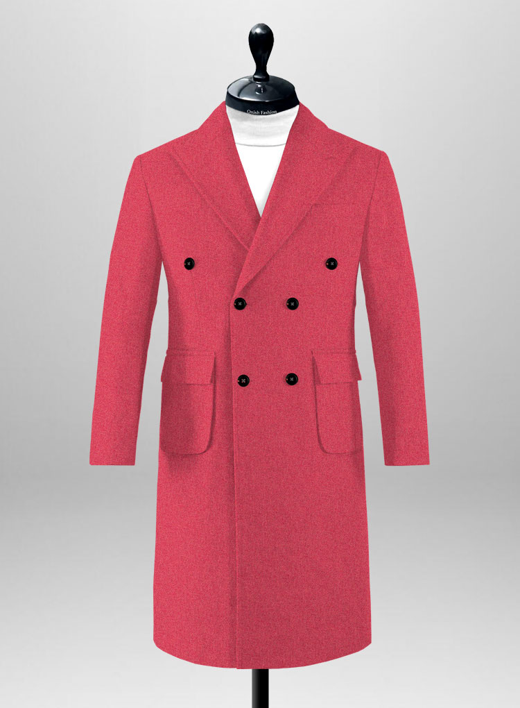 Elegance Light Coral Pink Tweed Overcoat